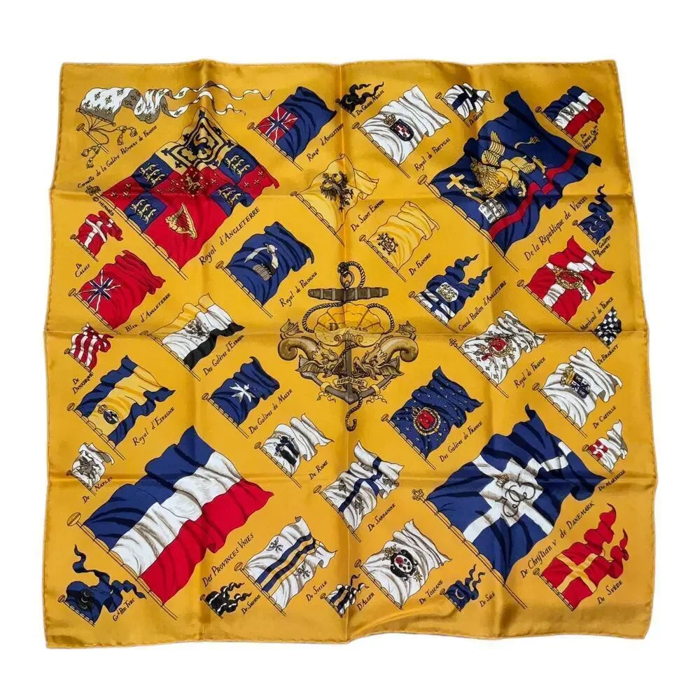Hermes Carré 45cm 16” Square PAVOIS Silk Scarf Yellow x Multicolor W/Box - Picture 2 of 16
